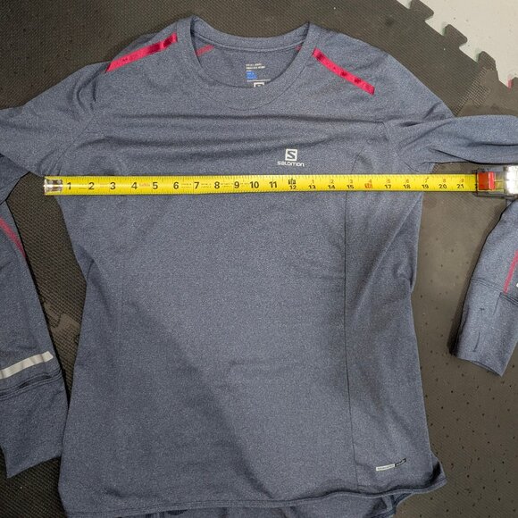EUC Salomon Women's Large Long Sleeve Running Shirt Top Gray Tech base layer - Picture 9 of 12